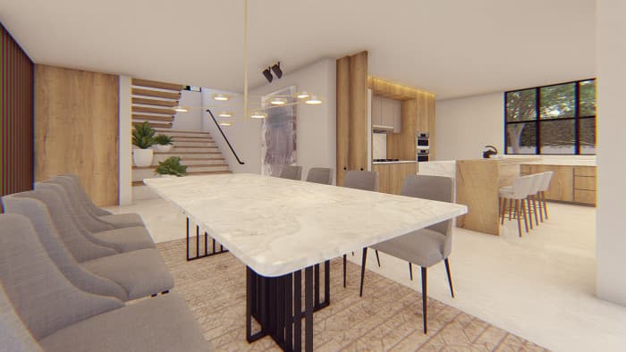 Residencia de lujo en preventa Planes de Renderos - Render comedor
