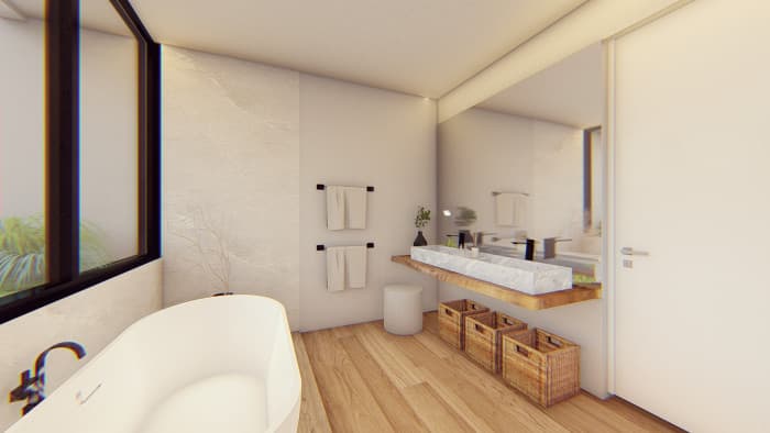 Residencia de lujo en preventa Planes de Renderos - render baño principal